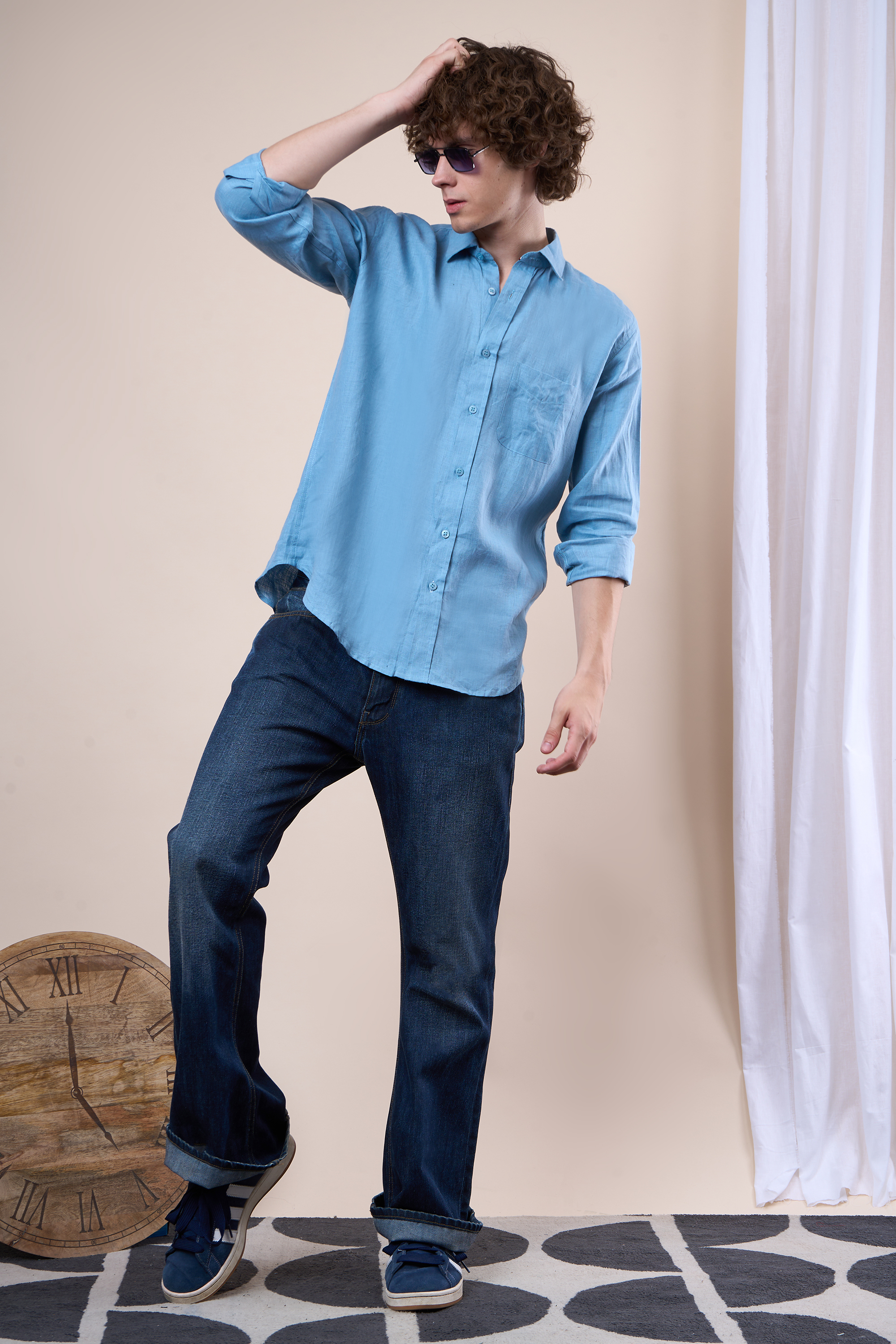 Black Royal Elephant  Printed Halfsleeves Cotton Shirt